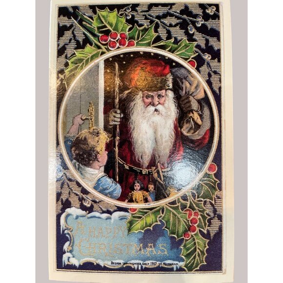 Vintage Victorian Christmas & New Year Postcards Set Girls Boys Santa Angels - Picture 5 of 11